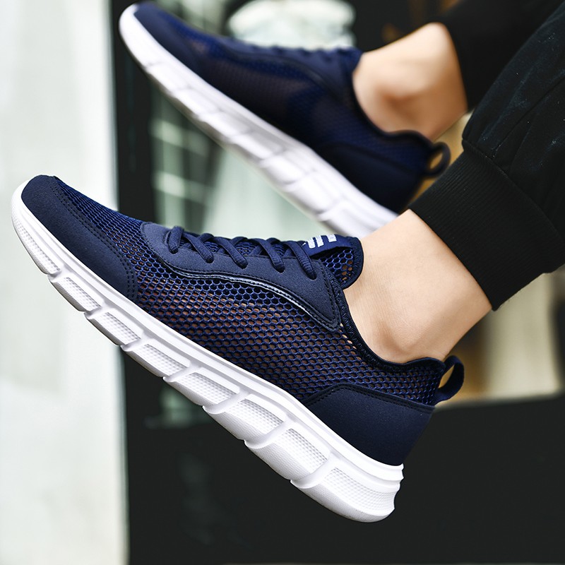 Men's vulcanized shoes walking shoes breathable hollow out summer sports quick-drying flat shoes