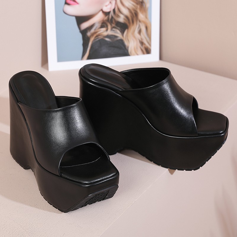 Cool Sept 2022 New Women's Shoes Women Summer Genuine Leather Chunky Platform Platform Women Party Shoes Size 33-43