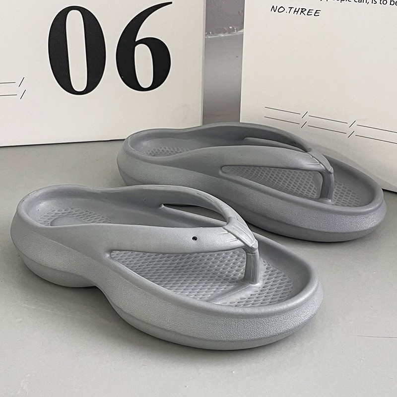 Summer women flip flops thick bottom non-slip sole high heel sandals men couples outside indoor bathroom beach home slippers