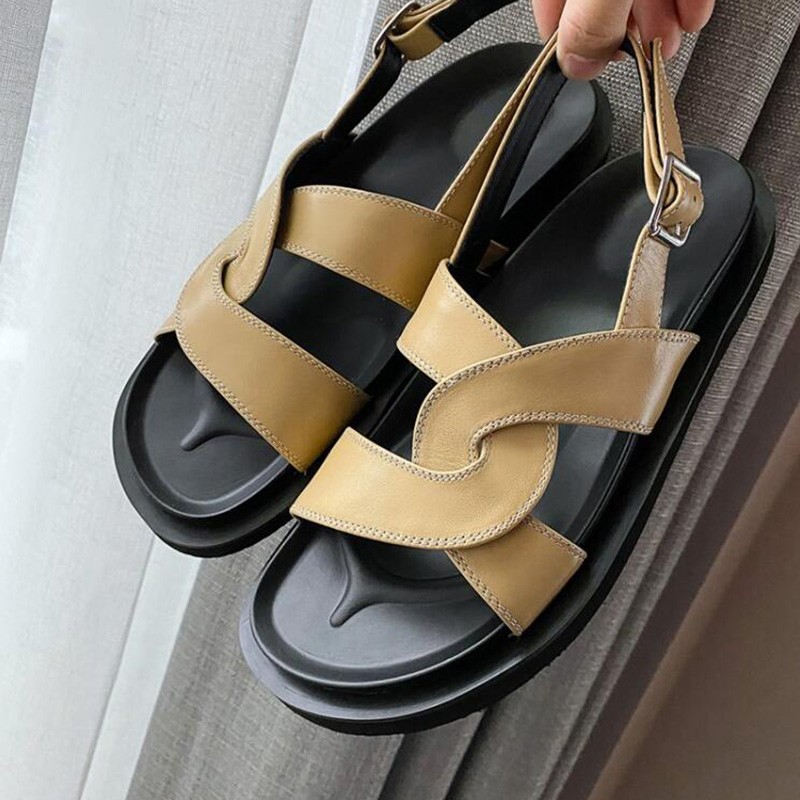 Tuyoki 2022 New Fashion Real Leather Women Sandals Summer Flats Ladies Casual Daily Home Shoes Size 34-39