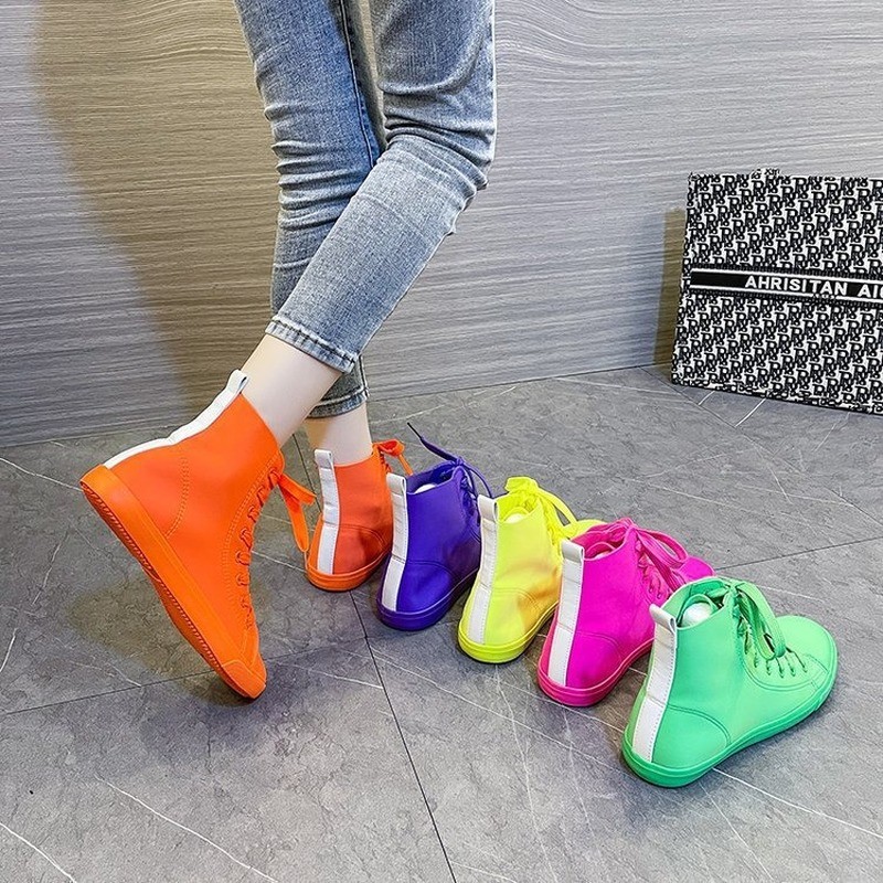 Rose Red Yellow Purple Orange Green Color Microfiber Leather High Quality Sneakers Women Running Shoes Leather Women Sneakers