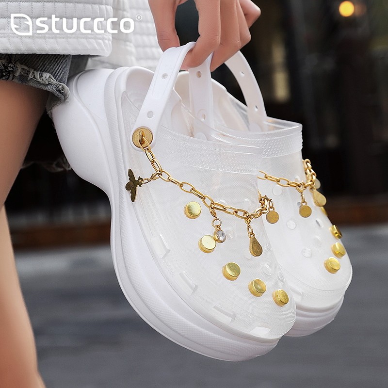 New Clogs Women Sandals Summer Hole Slippers Beach Anti-slip Thick Bottom Outside Increase Wedge Shoes For Women Sandalias Mujer