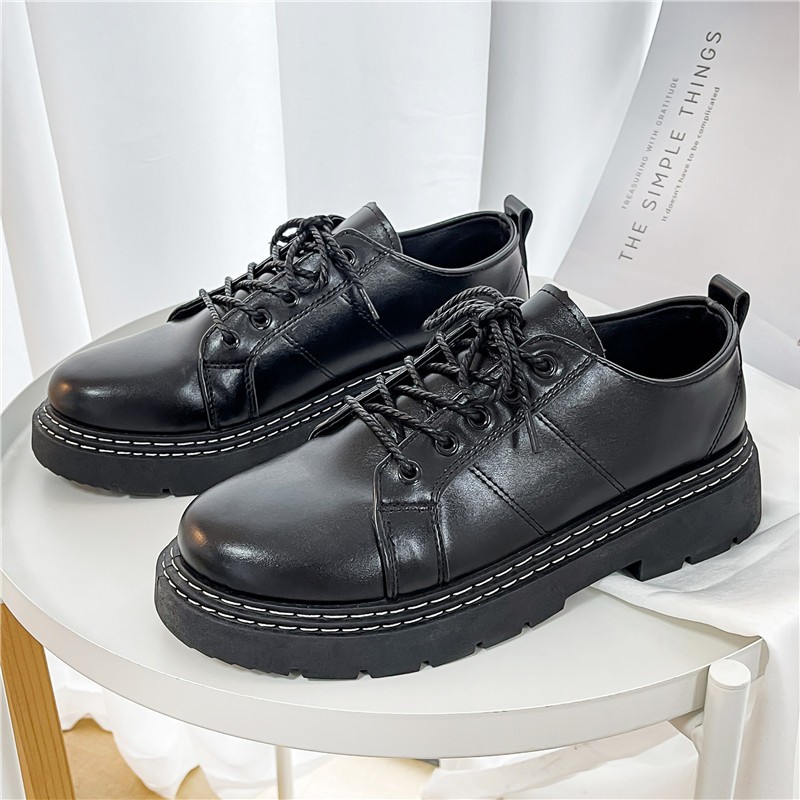 mens leather shoes rubber sole men business dress shoes low cut british man retro leather office shoes lace up black party shoes