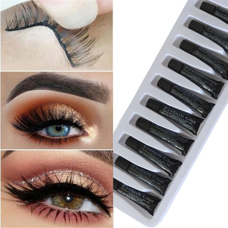 New 10pcs/set Professional Eyelashes Glue For Eyelashes Dark Black Waterproof Long Lasting Eye Lash Glue Accessories For Makeup Tools