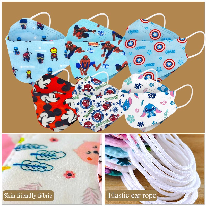 Disney Mickey Kids KN95 Face Mask 4 Layers Dust-proof Respirator Reusable Boys Girls 4-12 Years FFP2 Mouth Mascarilla