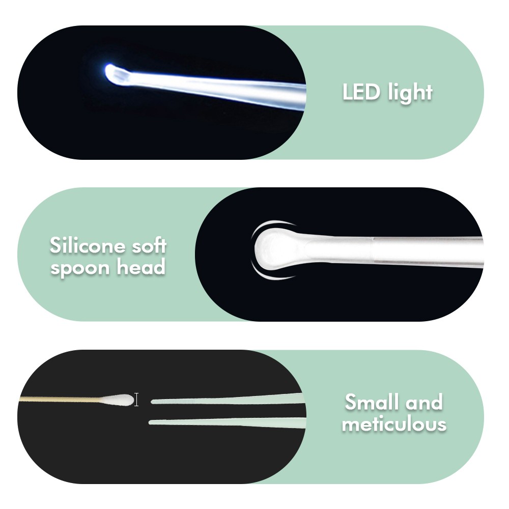 3pcs LED Light Luminous Ear Spoon Ear Tweezers Nose Clip Luminous Rechargeable Ear Wax Removal Picker Ear Cleaner Ear Cleaning