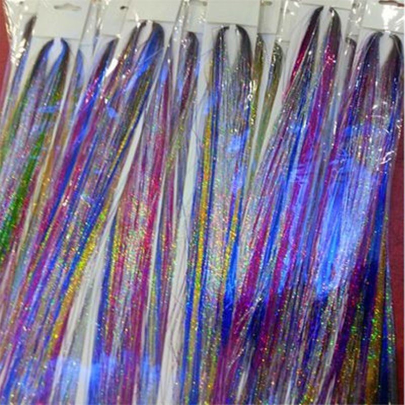 1pc Sparkle Shiny Hair Tinsel Hair Extensions Dazzle Women Hippie For Braiding Headdress Hair Braiding Tools Long 100cm