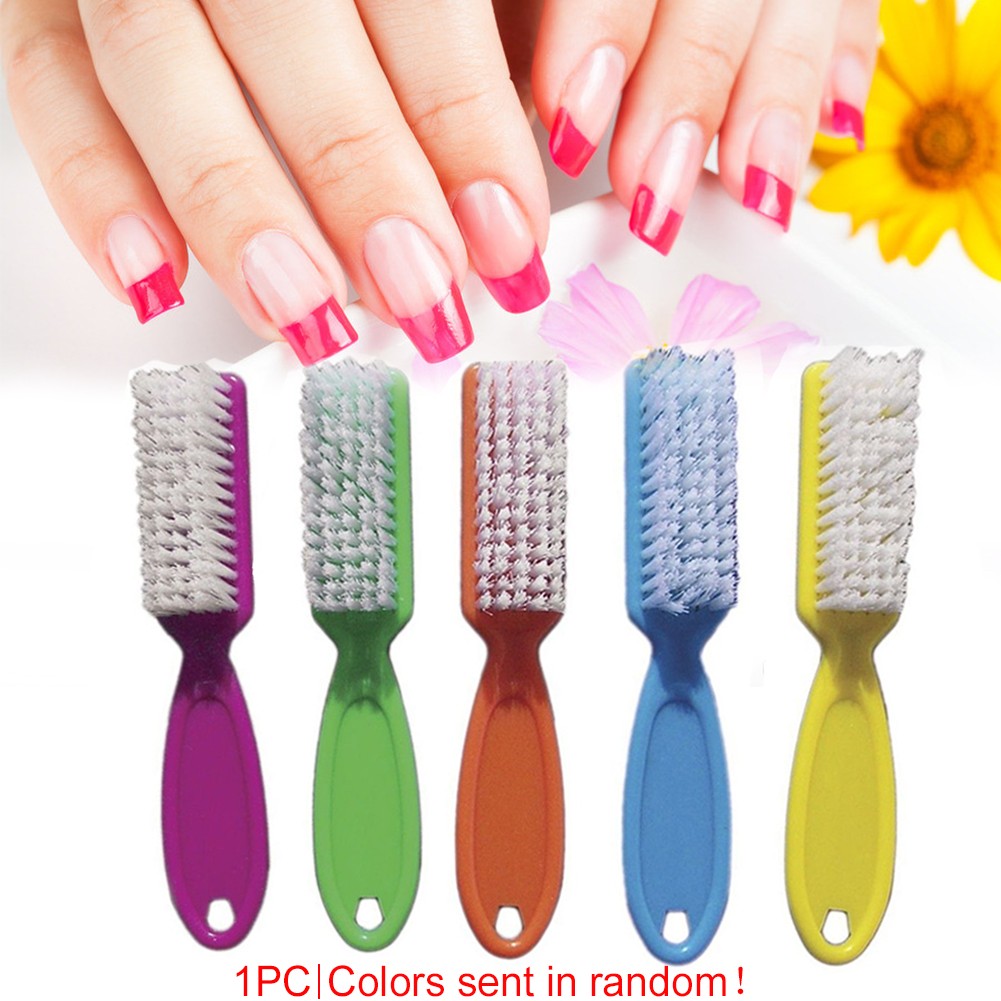 Long Handle Nail Dust Pedicure Manicure Brush Plastic Scrub Nail Tools Acrylic Gel Cleaning Dust Removal Multicolor
