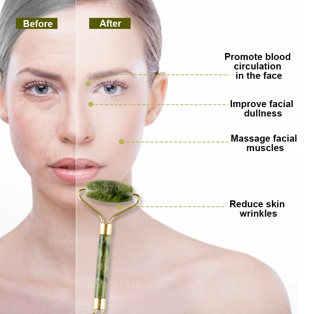 2pcs jade massage face beauty health gua sha scraper set skin care natural stone white gouache face slimming massage