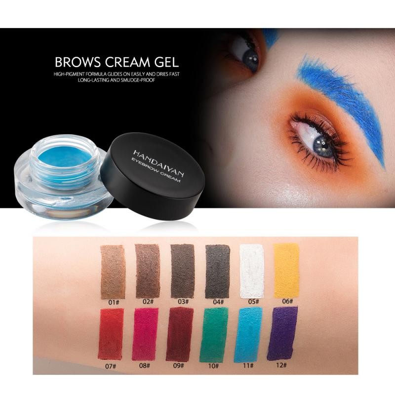 12 Colors Super Waterproof Eyebrow Cream Professional Black Color Eyebrow Gel Eyebrow Tint Long Lasting With Makeup Brush