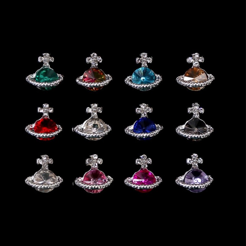 Planet Rhinestone Charms Saturn Nail Ornament Planet Design Nail Art Metal Alloy Manicure Nail DIY Accessories Nail Decor