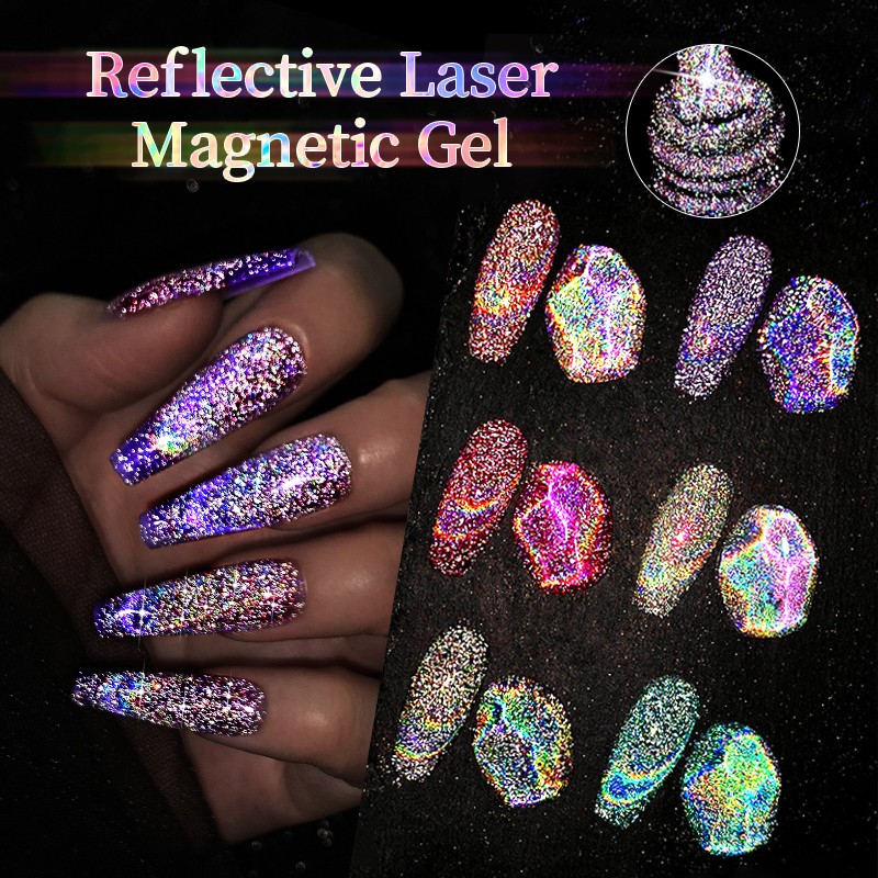 UR SUGAR 7.5ml Cat Reflective Magnetic Nail Gel Polish Rainbow Gel Shine Laser Gel Soak Off UV Varnish LED Nail Art Design