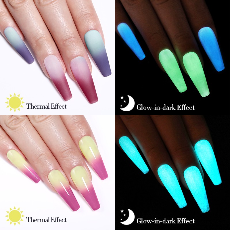 UR SUGAR Thermal Luminous UV Gel Nail Polish 2 in 1 Color Change Glow in the Dark Nail Art Design Varnish Soak Off Manicure