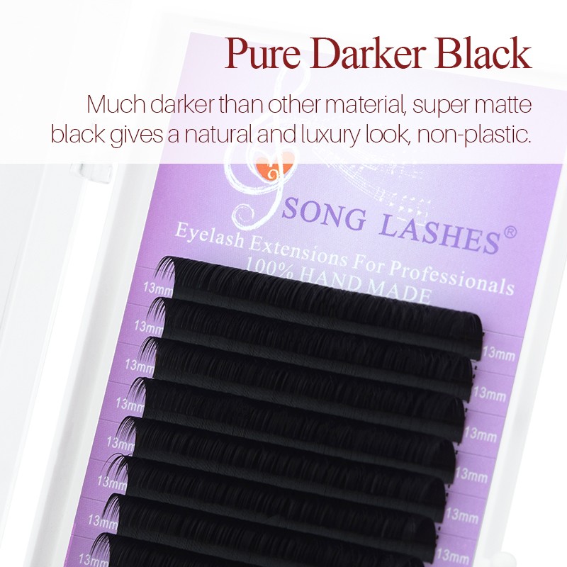 Song Lashes Eyelash Extensions For Salon Professional Nature And Tip Thin Soft Pure Black Easy To Pick Up