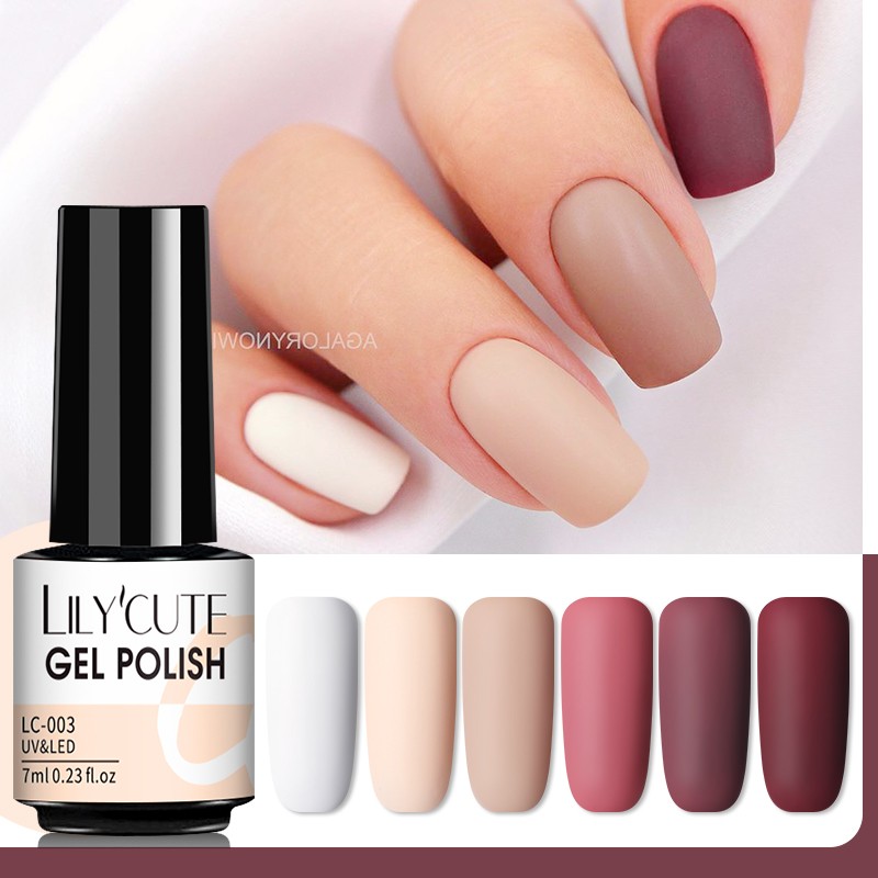 LILYCUTE 7ml UV Nail Gel Polish Autumn Winter Color Semi Permanent Matte Top Coat Necessary Soak Off UV LED Nail Art Gel Varnish