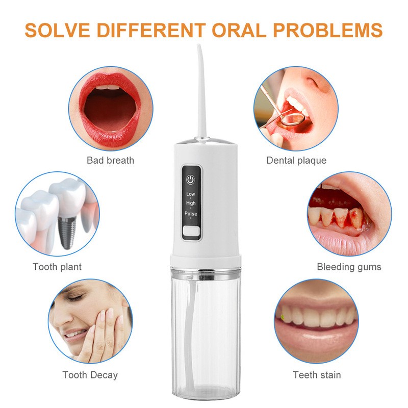 Electric Dental Oral Irrigator 3 Modes Foldable Dental Water Aerator 230ml Portable Water Tank Dental Hygiene Travel Home