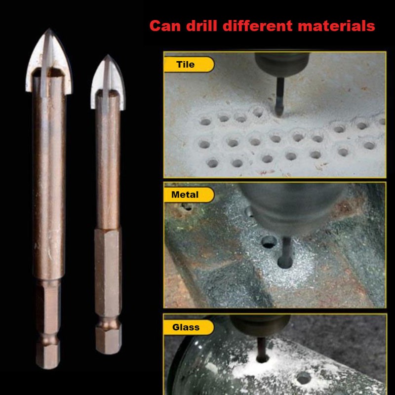 JUSTINLAU Cross Hex Tile Bits Glass Ceramic Concrete Hole Opener Triangle Drill Bit 3/4/5/6/7/8/10/12mm Alloy