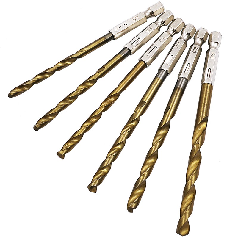 13pcs/lot HSS High Speed ​​Steel Titanium Coated Drill Bit Set 1/4 Hex Shank 1.5-6.5mm