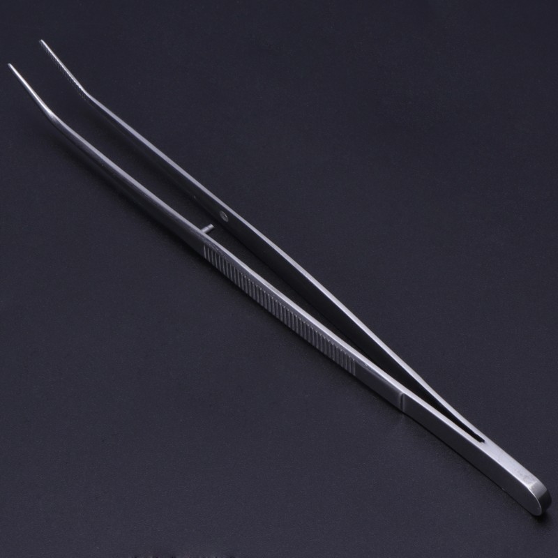 Stainless steel serrated tweezers curved dental instruments dental instrument