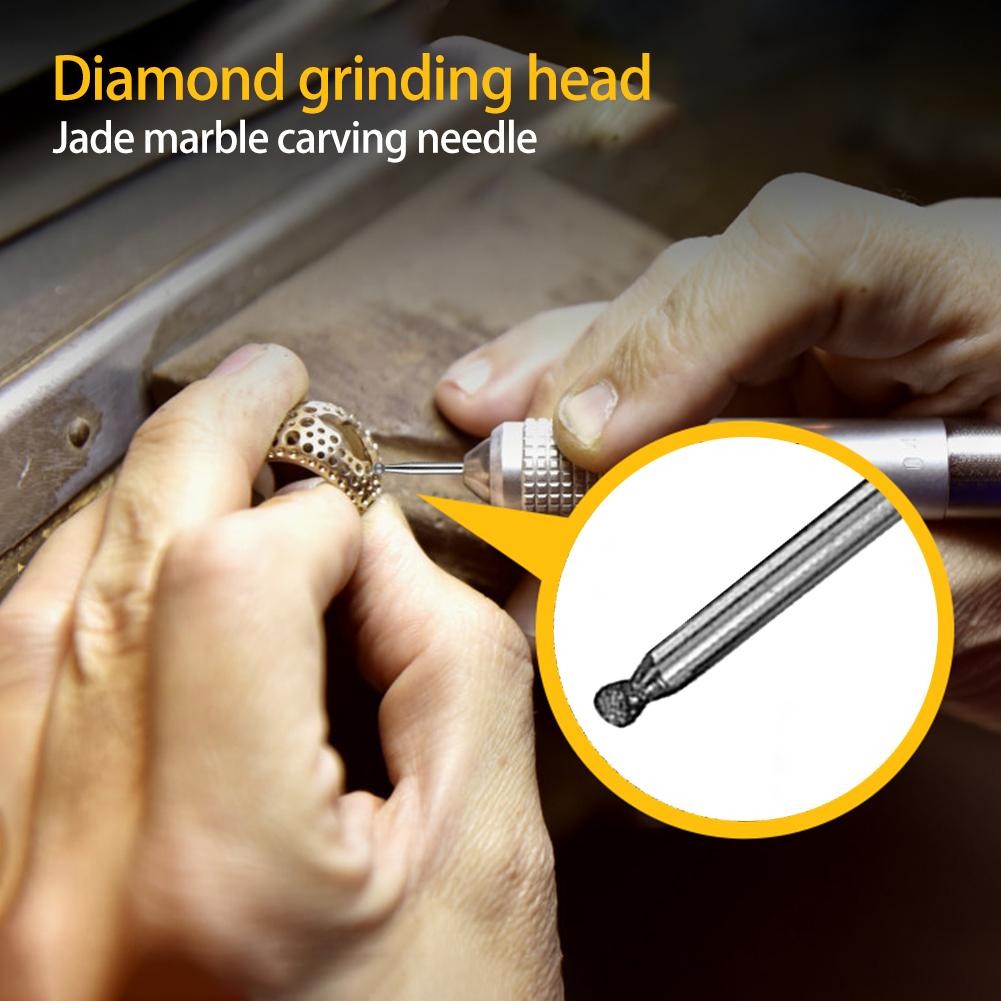 30pcs Shank Diamond Grinding Burr Needle Point Engraving Carving Polishing Glass Jade Stone Drill Bit Set Rotary Tool
