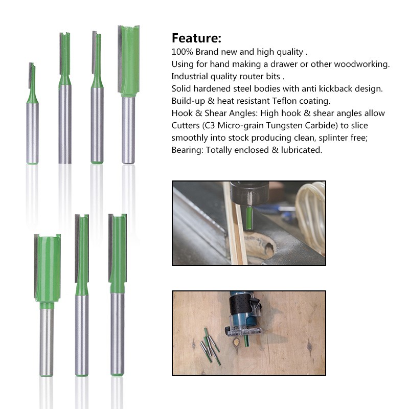 XCAN Single Double Flute Straight Bit 6mm Shank Milling Wood Cutting Machine Tungsten Carbide Router Bit Wood Tool