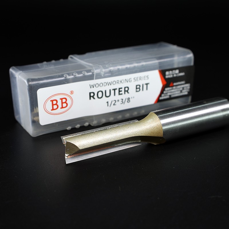 BB Straight Bit 2 Flute Long Blade Router Bit 1/4 1/2 Woodworking Slotting Tool End Miil Double Edged Cutter