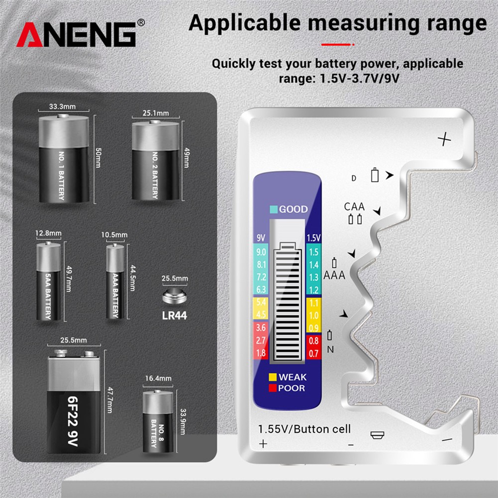 LCD Display Card Type Digital Battery Capacity Tester Universal AAA/AA/Button Cell/9V Batteries Voltage Test Energy Meter