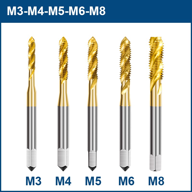 XCAN Screw Tap 4/5pcs M3 M4 M5 M6 M8 Metric Tap Kit Spiral Drill Bit Threading Tools HSS Steel 6542 Screw Tap