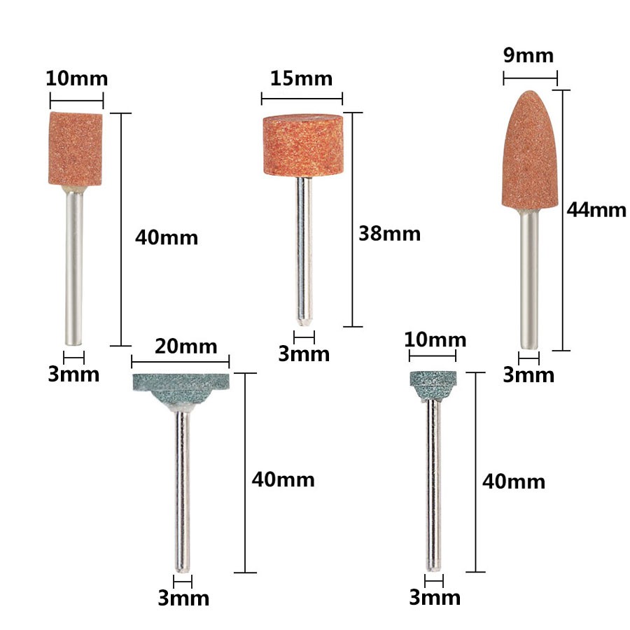 XCAN Abrasive Mounted Stone 10pcs 3mm Shank Grinding Head Stone Wheel for Dremel Rotary Tools Accessories