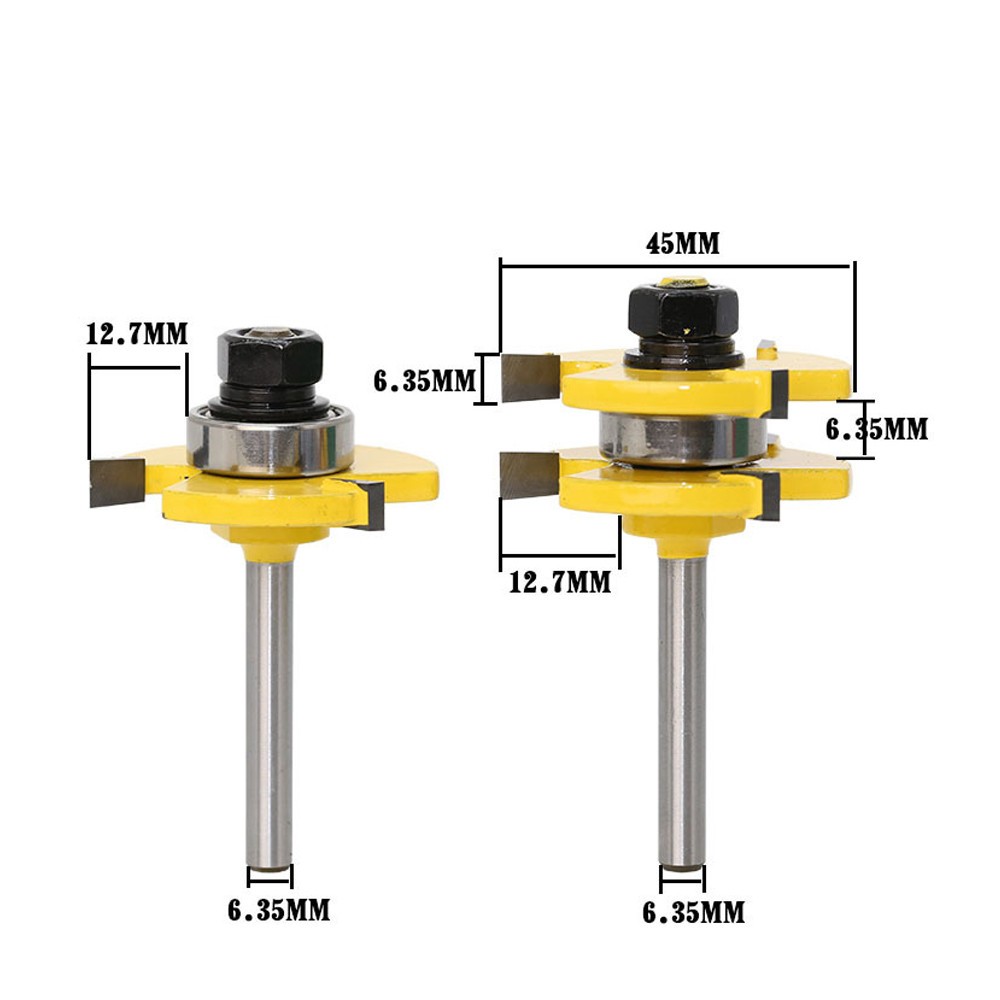 FAC 1/4" Inch 6mm 8mm Shank Assembling Router Bits Tongue Groove Joint T-Slot Carbide Milling Wood Cutters Woodworking Cutting Tools