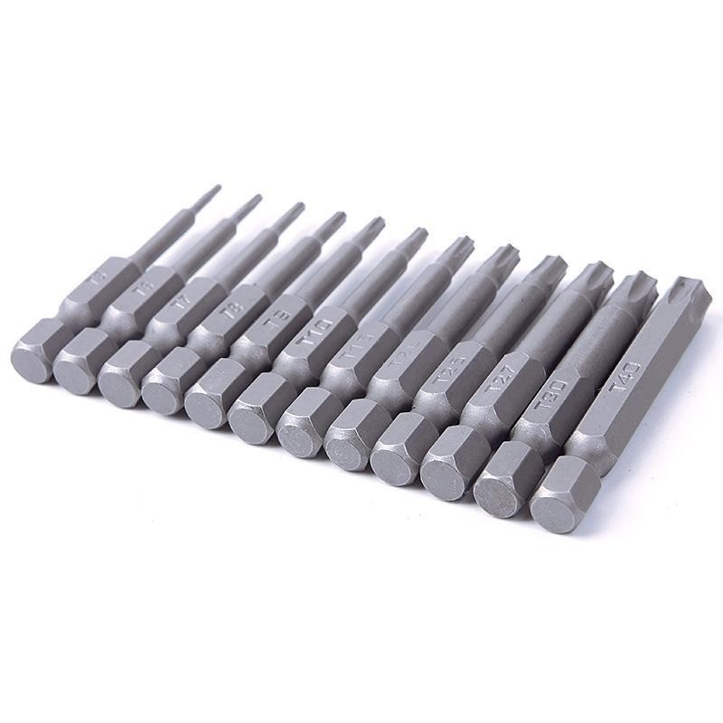 Binoax 6/12pcs Torx Bit Set 50mm Magnetic Tamper Resistant Star Bit T5-T40 Screwdriver Wrench Drill Bit Set