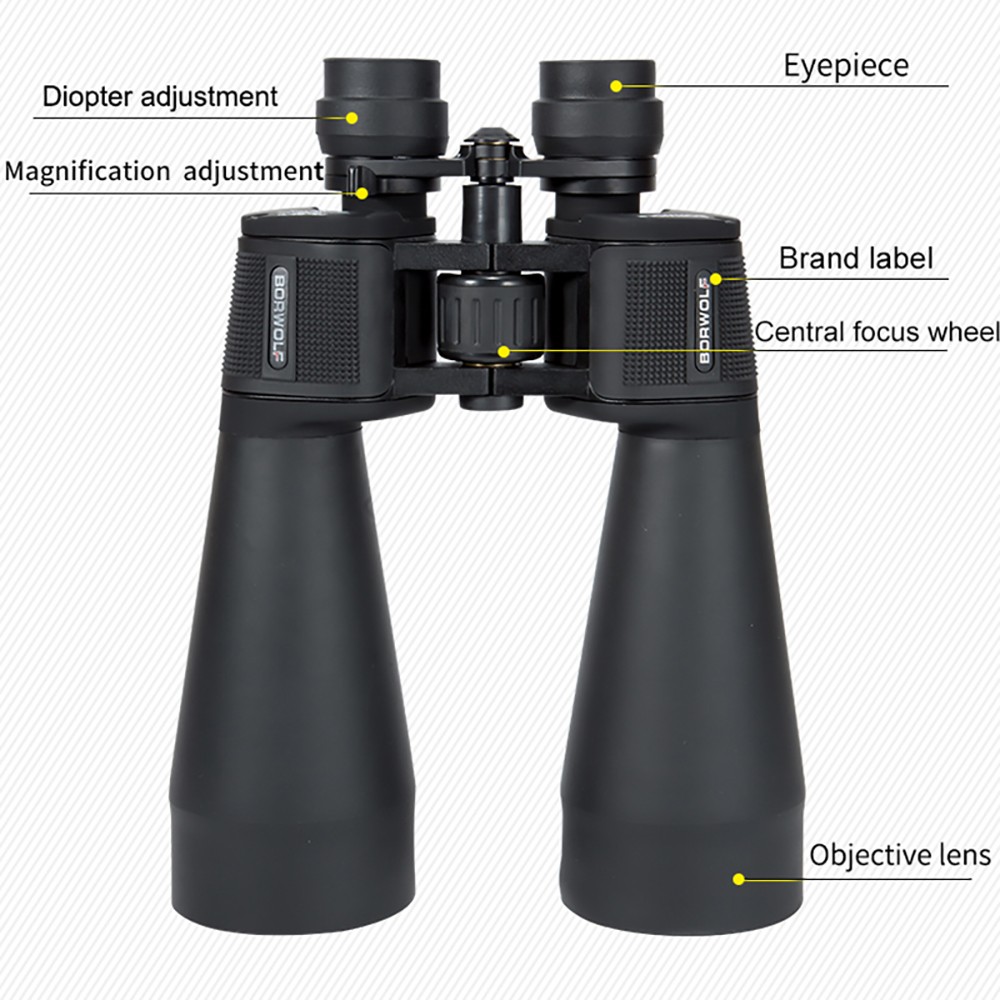 Borwolf 20-60X70 High Magnification Long Range Zoom 60 Times Hunting Telescope Binoculars HD Professional Zoom