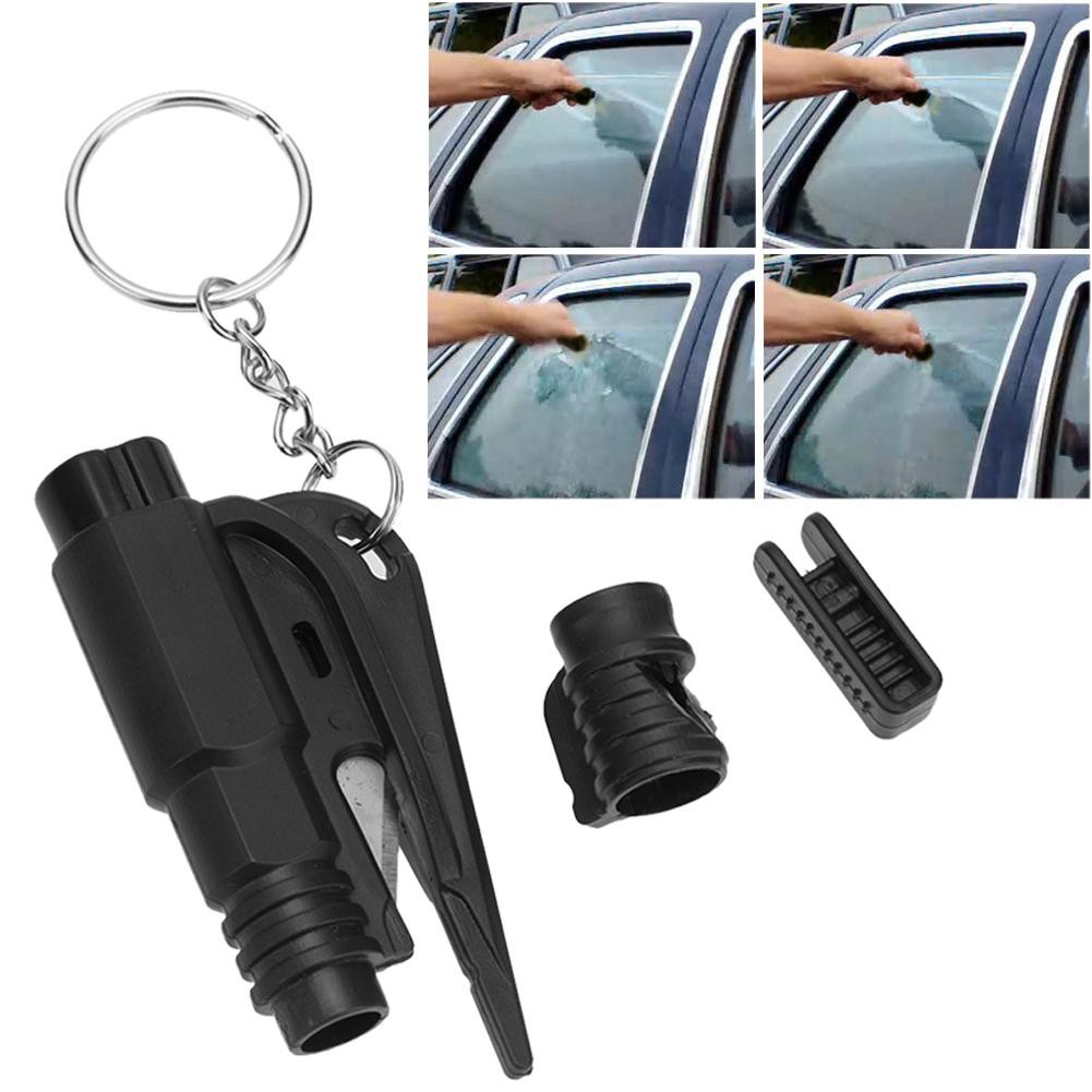 Portable Car Safety Hammer Spring Type Escape Hammer Window Breaker Punch Seat Belt Cutter Hammer Key Chain EDC Tool