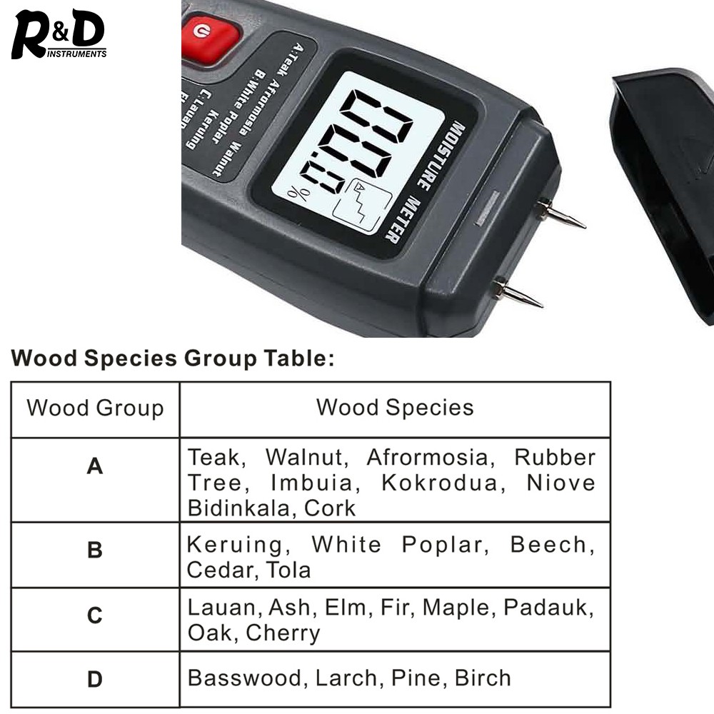 R&D MT-10 EMT01 Wood Moisture Meter Hygrometer Humidity Tester Timber Moisture Detector Tree Digital Density Tester Gray