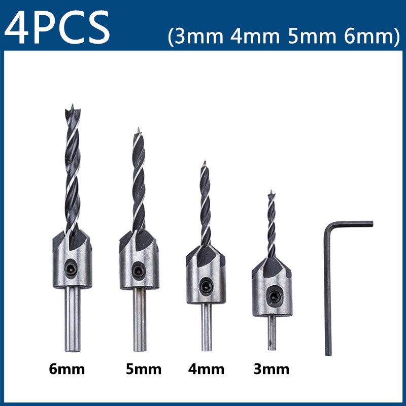 XCAN 3mm-10mm HSS Countersunk Drill Bit Set Woodworking Lathe Chamfer Drill Counterbur Pleut Hole Cutter Screw Hole Drill