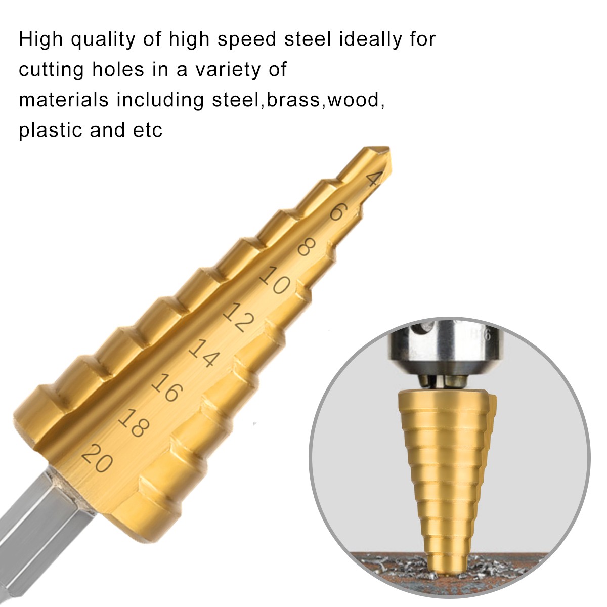 3pcs/set 3-12mm 4-12mm 4-20mm HSS Straight Groove Step Drill Bit Titanium Coated Wood Metal Hole Cutter Core Drill Tool Set