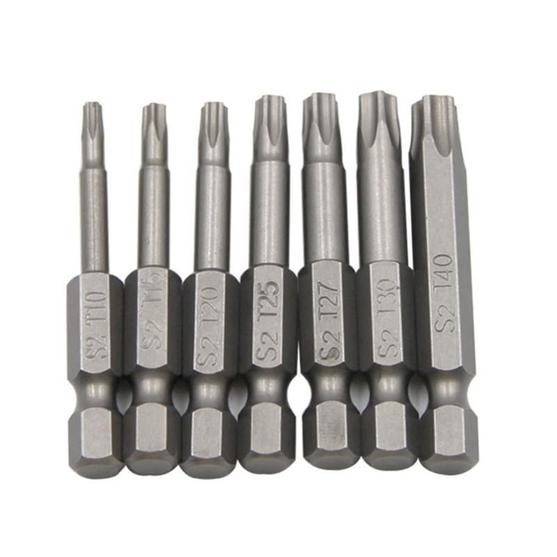 7 Pack Torx Head Screwdriver Bit Set 1/4 Inch Shank T10-T40 S2 Steel Security Tamper Proof Star 5 Point Screwdriver G8TB