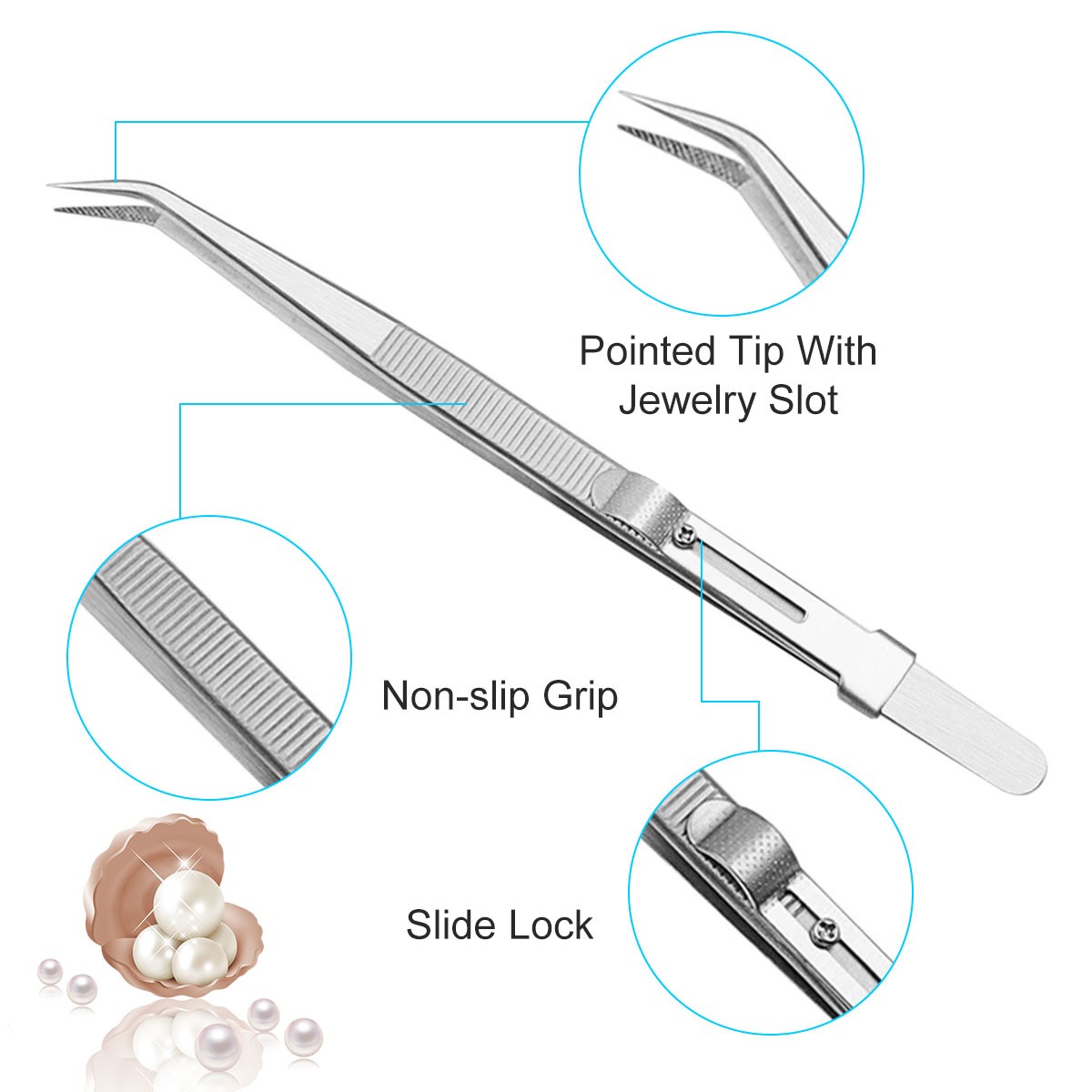 163mm anti-static for jewelry electronic components hold tightly adjustable slide lock tweezers precision industrial tweezers