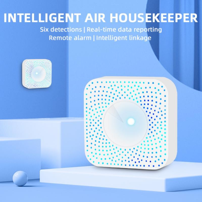 Tuya WiFi Air Butler/VOC/CO2/Temperature/Smart Sensor/PM2.5 6in1 Air Quality Detection Monitor Work with Google Home Alexa