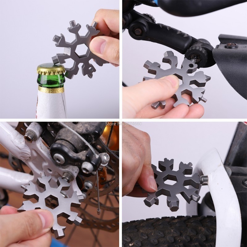 18 in 1 snowflakes stainless steel multi-tool tool 18 in 1 multi-function snowflake tool multi-purpose wrench