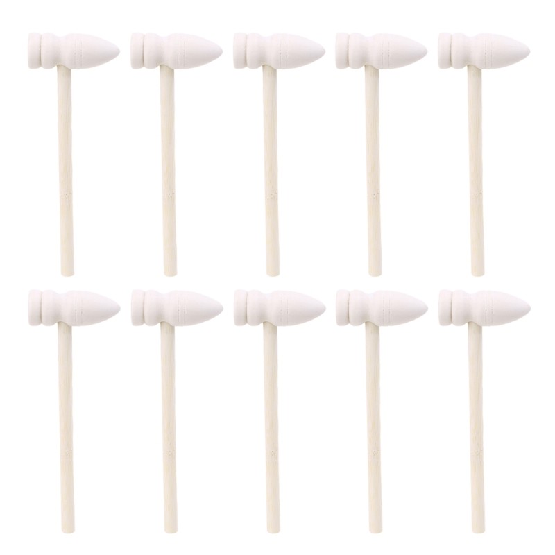 10pcs Wooden Hammers Toys for Chocolate Heart Breakable Hammer Small Hammer for Chocolate Crush Able to Heart Smooth Finish