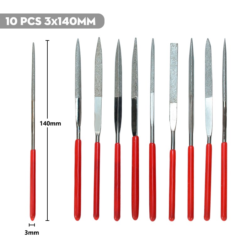 XCAN - Diamond File Set, 3 x 140mm 5 x 180mm, Small Needle for Stone, Glass, Metal, Hand Tools