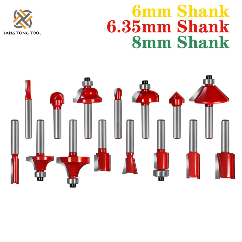 6mm/6.35mm/8mm15Pc Router Bit Set Trimming Bit Straight Milling Cutter Bit Wood Tungsten Carbide Cutting Woodworking LT027