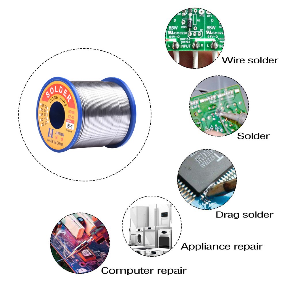 500g 0.5mm 0.8mm 1.0mm 2.0mm 60%mm tin rosin core soldering wire for electrical repair, IC repair