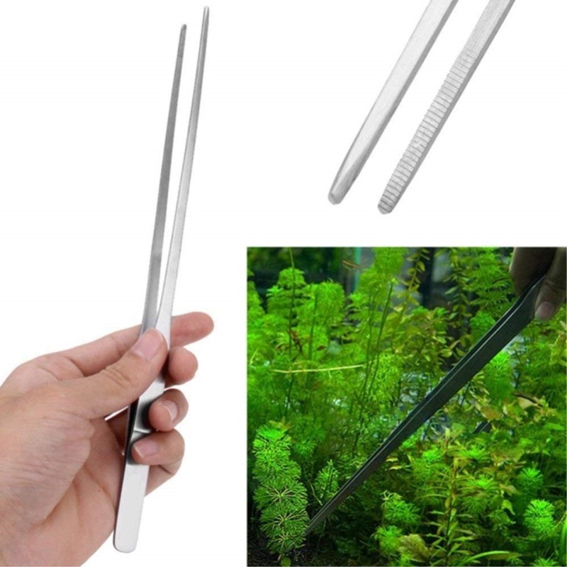 1pc Aquatic Plants Tweezers Stainless Steel Extra Long 27-48cm Straight and Curved Feeding Tweezers Water Plant Aquarium Tools