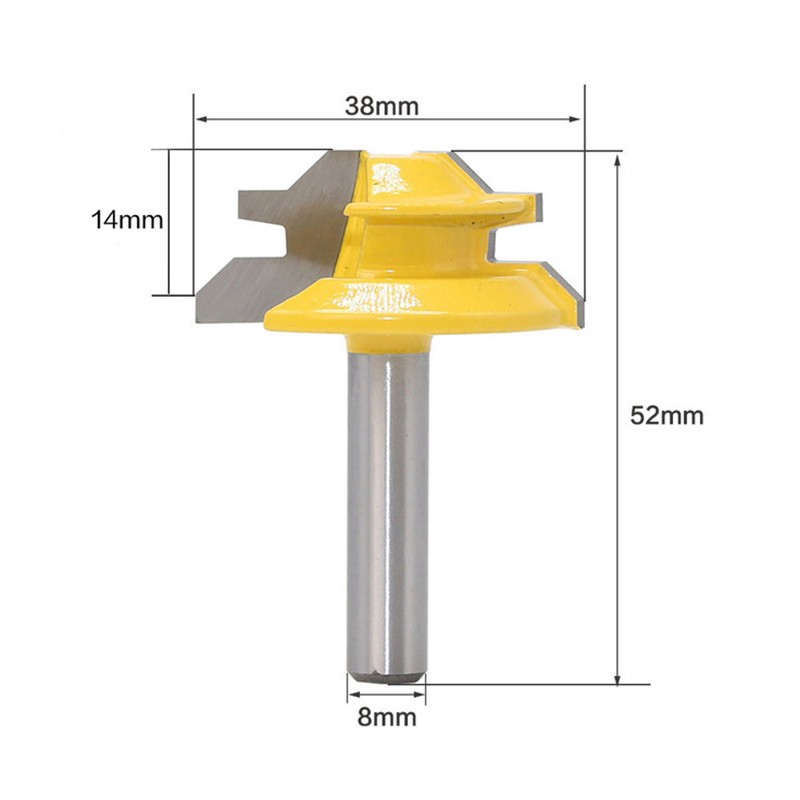 1/2 "1/4" 8 مللي متر عرقوب 45 درجة قفل ميتري راوتر بت 8*1-1/2 8*1-3/8 Tenon نهاية القاطع أدوات طحن لأعمال الخشب