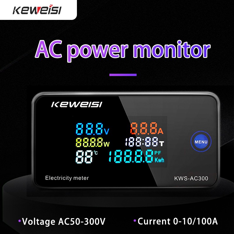 KWS-AC300 100A مقياس طاقة رقمي الفولتميتر مقياس التيار الكهربائي Wattmeter KWS السلطة مقياس الطاقة عداد كهربائي مع وظيفة إعادة تعيين