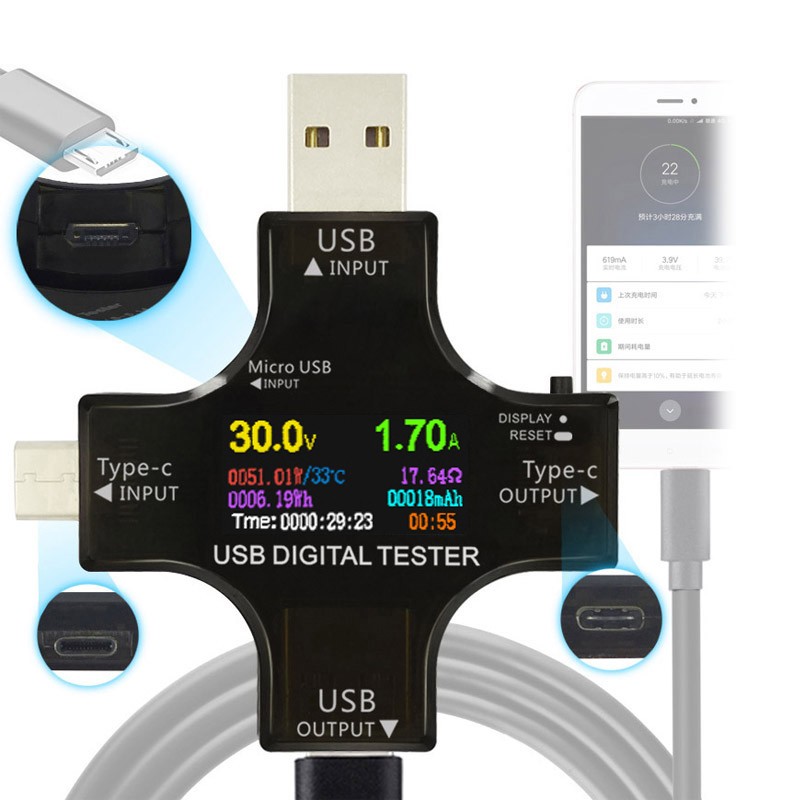 Digital Voltmeter Detector Digital Voltmeter Type C PD Bluetooth Voltmeter Ammeter Indicator Power Bank Charger Indicator