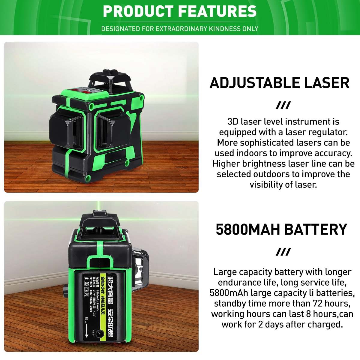 Fast Laser Level 12 Lines 3D Self Leveling 360 Super Horizontal and Vertical Green Laser Level