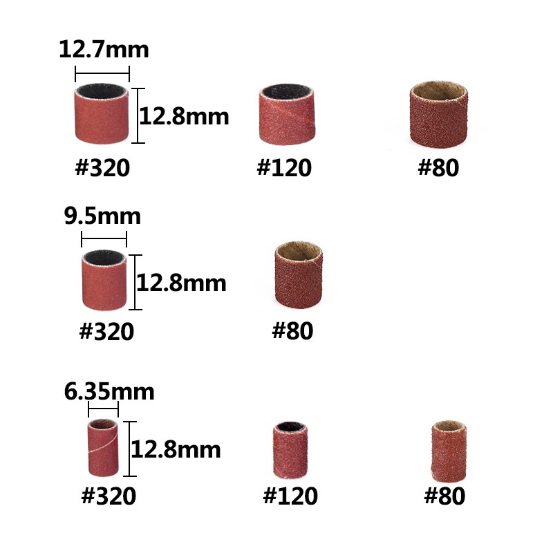 Drum sanding kit 338pcs 80 120 320 grit difference sandpaper set with 2.35/3.175mm Shank mandrels for dremel rotary sandpaper tools